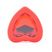 Small Size Red Color Silicone Anal Plug with Red Heart Shape Diamond